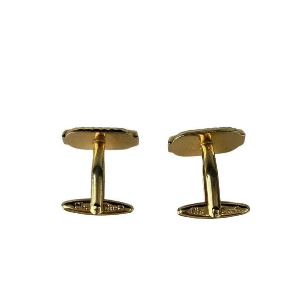 Christian Dior Authentic Rectangular Cufflinks Gold Black Stone Men's Jewelry - Picture 6 of 8